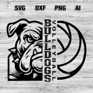 Bulldogs Volleyball Sport  SVG, PNG, Dxf, Ai File | Bulldogs Volleyball Design, Mascot T-Shirt Design, School SVG Cameo, Instant Download