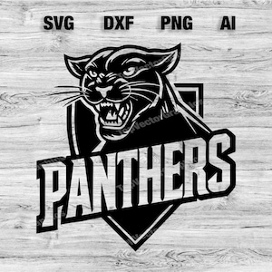 Panthers Baseball Team Logo SVG, PNG, Dxf, Ai File | Cool Panthers Cat T-shirt Design Silhouette, Cameo, Cricut Instant Download