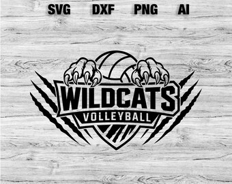 Wildcats Volleyball SVG, PNG, Dxf, Ai File | School Spirit T-shirt Svg Team Logo Wildcats Design Silhouette, Cameo, Cricut Instant Download