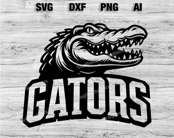 Logotipo del equipo deportivo Gators SVG, PNG, Dxf, archivo Ai / Diseño de silueta de béisbol, baloncesto, fútbol, fútbol, Cameo, Cricut Descarga instantánea