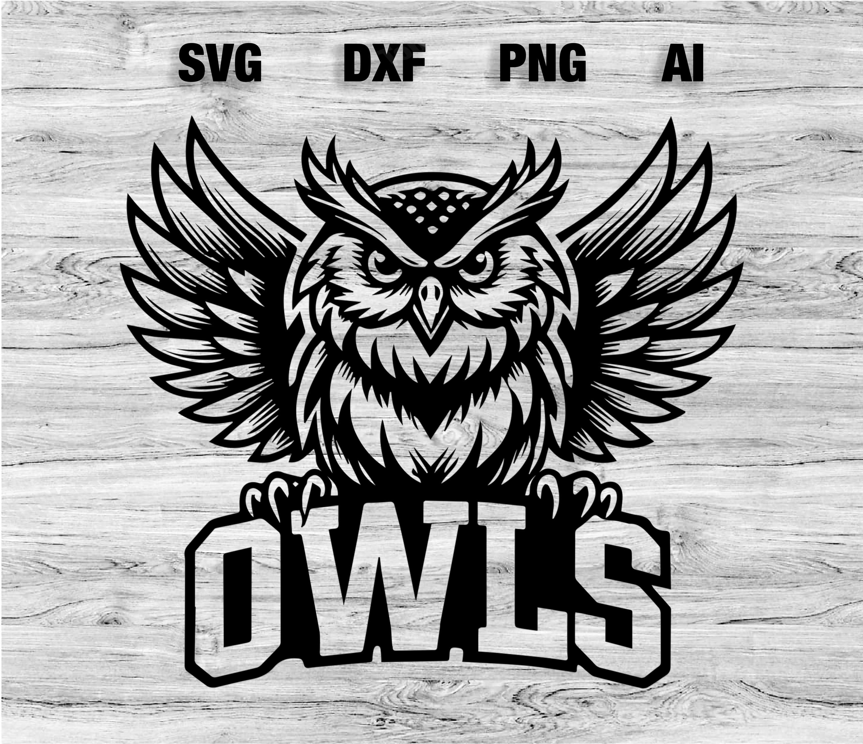 Owls Sports Team Logo SVG, PNG, Dxf, Ai File | Baseball, Basketball, Football, Soccer Design Silhoue