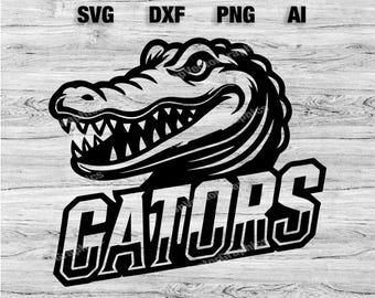 Logotipo del equipo deportivo Gators SVG, PNG, Dxf, archivo Ai / Diseño de silueta de béisbol, baloncesto, fútbol, fútbol, Cameo, Cricut Descarga instantánea