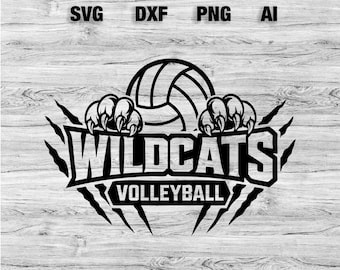 Wildcats Volleyball SVG, PNG, Dxf, Ai File | School Spirit T-shirt Svg Team Logo Wildcats Design Silhouette, Cameo, Cricut Instant Download