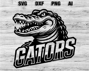Logotipo del equipo deportivo Gators SVG, PNG, Dxf, archivo Ai / Diseño de silueta de béisbol, baloncesto, fútbol, fútbol, Cameo, Cricut Descarga instantánea