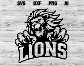 Lions Sports Team Logo SVG, PNG, Dxf, Ai File | Baseball, Basketball, Football, Soccer Design Silhouette, Cameo, Cricut Instant Download