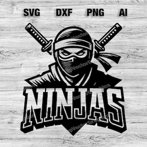Ninjas Sport Team Logo SVG, PNG, Dxf, Ai File | Baseball, Basketball, Football, Soccer Design Cameo, Cricut Instant Download