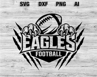 File SVG, PNG, DXF, Ai del football Eagles / Logo della scuola, maglietta, logo della squadra, design Eagles, silhouette, cameo, Cricut, download immediato