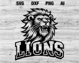 Lions Sportteam Logo SVG, PNG, Dxf, Ai Datei | Baseball, Basketball, Football, Fußball Design Silhouette, Cameo, Cricut Sofort Download