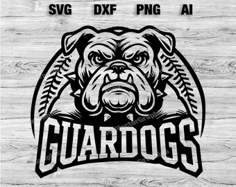 Gaurdogs Baseball Sport SVG, PNG, Dxf, File Ai / Bulldogs Baseball Design, Mascot T-Shirt Design, Scuola SVG Cameo, Cricut Download istantaneo