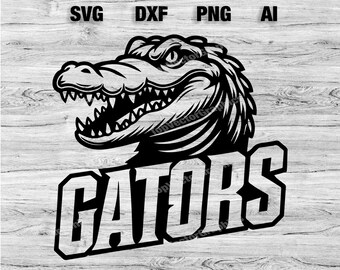 Logotipo del equipo deportivo Gators SVG, PNG, Dxf, archivo Ai / Diseño de silueta de béisbol, baloncesto, fútbol, fútbol, Cameo, Cricut Descarga instantánea
