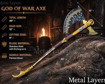 God of War Leviathan Ax Replica | Kratos Ax | Viking Ax Handmade | Fantasy Weapon | Cosplay Prop | Norse Decor Gift