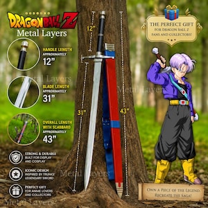 Dragon Ball Z Trunks Sword Replica – Handmade Stainless Steel Trunks cosplay weapon with Scabbard – best Gift for Anime Fans, birthday gift image 1