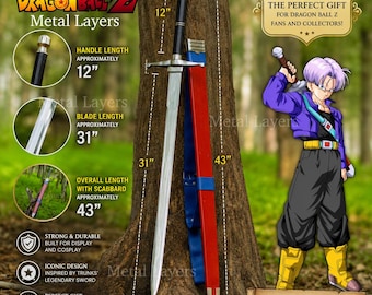Dragon Ball Z Trunks Sword Replica – Handmade Stainless Steel Trunks cosplay weapon with Scabbard – best Gift for Anime Fans, birthday gift