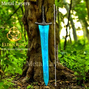 Handcrafted Dark Moon Greatsword with leather sheath, Elden Ring sword, Moonlight sword-Dark soul,Gift for Gamers,Boyfriend,gift for him Dark Moon Sword