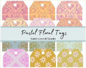 Pastel Floral Gift Tags - Junk Journal - Scrapbooking - Easter - Pastel Boho - Bridal Shower - Baby Shower