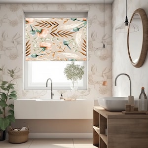 Soft Floral Printed Roller Shade, Roller Shades for Windows, Printed Roller Shade, Living Room Window Decoration, Customized Roller Shades
