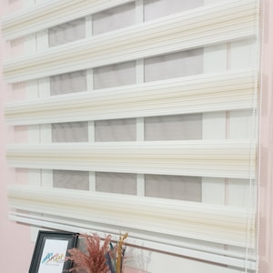 Customizable shades roller blind | Made for day and night use | For Living Room & Bedroom | Cream Gradient Zebra Roller Blind