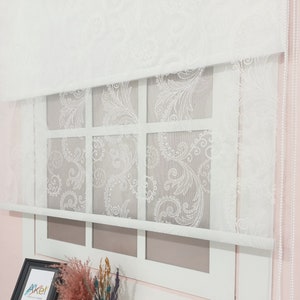 Customizable shades roller blind | Made for day and night use | For Living Room & Bedroom | Floral Sheer and Blackout Roller Blind