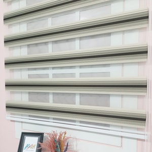Black and Brown Tones Zebra Roller Blind, Roller Shades for Windows, Roller Blind Printed, Window Treatments for Living Room, Vintage Roller