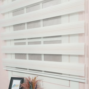Pink Gradient Zebra Roller Blind, Roller Shades for Windows, Roller Blind Printed, Window Treatments for Living Room, Vintage Roller Shade