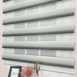 Black Gradient Zebra Roller Blinds, Roller Shades for Windows, Roller Blind Printed, Window Treatments for Living Room, Vintage Roller Shade