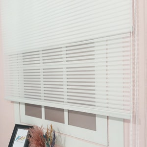 Customizable shades roller blind | Made for day and night use | For Living Room & Bedroom | Dual-System Bold Striped Tulle and Roller Blind