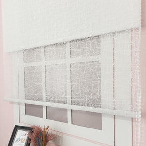 Mixed Stripes Sheer and Roller Blinds Double System, Roller Shades for Windows, Roller Blind Printed, Window Treatments for Living Room