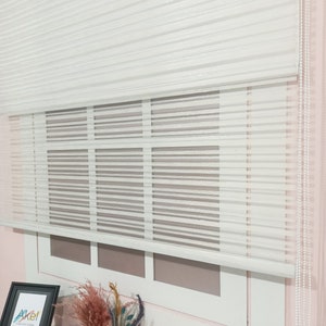 White Pinstripe Sheer and Blackout Roller, Roller Shades for Windows, Roller Blinds Printed, Window Treatments for Living Room, Vintage