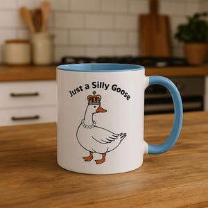 Mug, Funny Goose Coffee Mug &#39;Just a Silly Goose&#39;, Novelty Tea Cup, Cute Animal Lover Gift, Ceramic Drinkware, Farmhouse Kitchen Decor