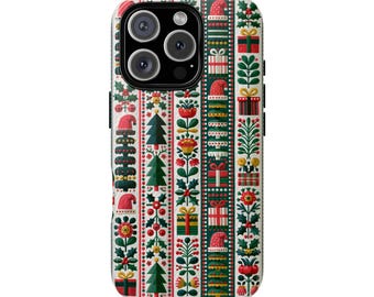 Retro Hygge Scandinavian Design Christmas Tough Phone Case for iPhone 18 17 16 15 14 12 11 8 Pro Max Samsung  S26 S25 S24 S23 S22 Plus Ultra