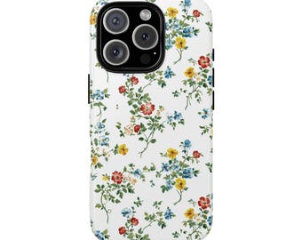 Vintage French Country Florals Tough Phone Case for iPhone 18 17 16 15 14 12 11 8 Pro Max Samsung  S26 S25 S24 S23 S22 Plus Ultra