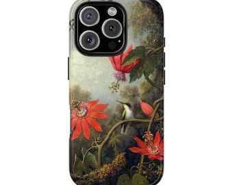 Vintage Hummingbird & Passion Flower Tough Phone Case for iPhone 18 17 16 15 14 12 11 8 Pro Max Samsung  S26 S25 S24 S23 S22 Plus Ultra