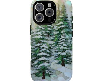 Winter Wald Natur Stained Glass Effect Tough Phone Case iPhone 17 16 15 14 12 11 8 Pro Max Samsung S26 S25 S24 S23 S22 S21 Plus Ultra Ultra