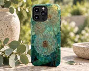Robuste Handyhülle mit Löwenzahnblüten-Mosaik-Effekt für iPhone 18, 17, 16, 15, 14, 12, 11, 8 Pro Max und Samsung S26, S25, S24, S23, S22 Plus und Ultra
