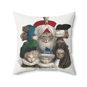 Dressed up cats antique vintage print square printed polyester throw pillow cushion sizes 14&quot; 16&quot; 18&quot; 20&quot; 35cm 40cm 45cm 50cm