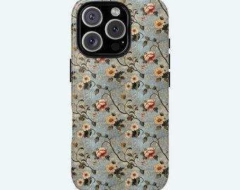 iPhone Hülle antik Blumen Fresko floral used Stil iPhone 16 15 14 13 12 11 8 X XR XS Pro MAX