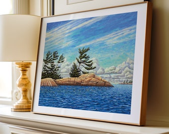 Cottage Wall Art, Canadian Landscape, Oil Painting Art Print, Summer Lake Painting, Cabin Wall Art, Rustic Art, Cottage Country Décor