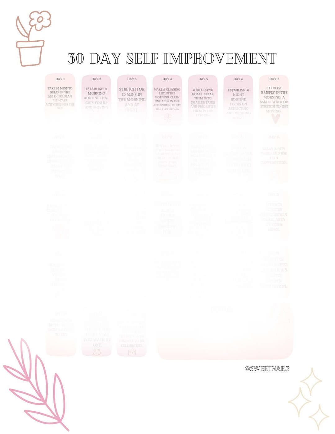 30 Day Self Improvement Challenge - Etsy