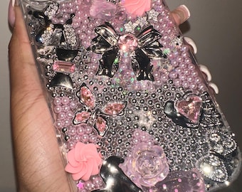 Handmade iPhone 17 Pro Max Junk Case | Pink Silver Y2K Glam Phone Case