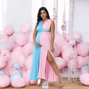 Mommy To Be Gown, Pregnancy Gown, Maternity Gown, Maternity Tulle For Baby Shower, Maternity Photo Props, Maternity Colorblock Dress