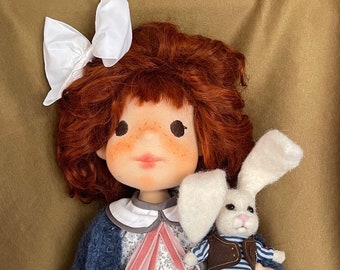 Doll Cristina with her bunny - Waldorf inspired doll 50 cm + special extra dress