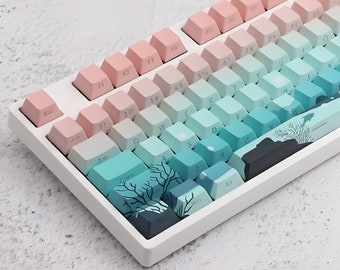 Aqua Dreams Ocean Theme Keycap Set for Mechanical Keyboard, PBT material, Cherry profile, MX switch type, Keyboard Accessories, Ocean Keycap