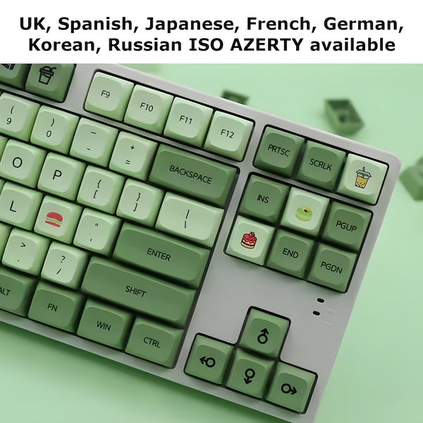 Matcha Green Keycaps Spanish Japanese Korean German Russian French Portuguese UK ISO AZERTY xda Profile for Mechanical Keyboard