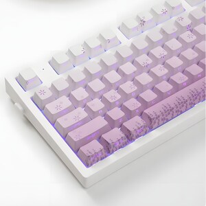 lavender keycap set, Side Print Translucent Keycap, Purple Keycap, OEM Keycaps, PBT Keycap, Mechanical Keyboard, Gifts