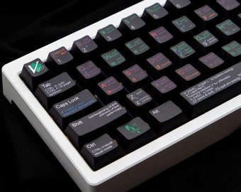 Vim Programmer Themed Black Keycap Set, Retro Programmer PBT Keycaps Cherry Profile MX Stem 126keys for Mechanical Keyboards, Keyboard Decor