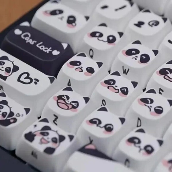 142PCS Cute Panda Keycap, Cute Animal Keycap Set, MAO Keycaps, PBT Keycap Set, gaming keycaps, Red Panda Keycaps, Keyboard Decor