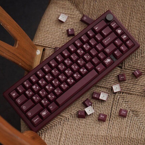 Dark Red Nordic Keycap Set, Minimalist Keycaps for Mechanical Keyboard, Cherry Profile, PBT Keycaps, Keyboard Decor, Gifts, 129 keys