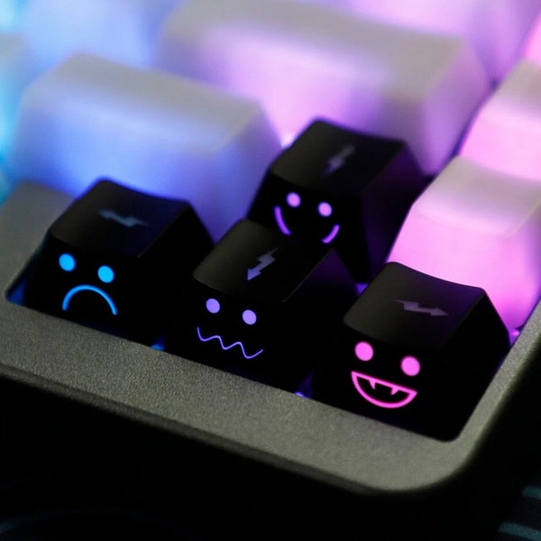 Backlit Cute WASD Arrow Keycaps, Kawaii Keycap, Cute Keycap For Cherry Mx Switch mechanical keyboard OEM Profile, Anime custom handmade