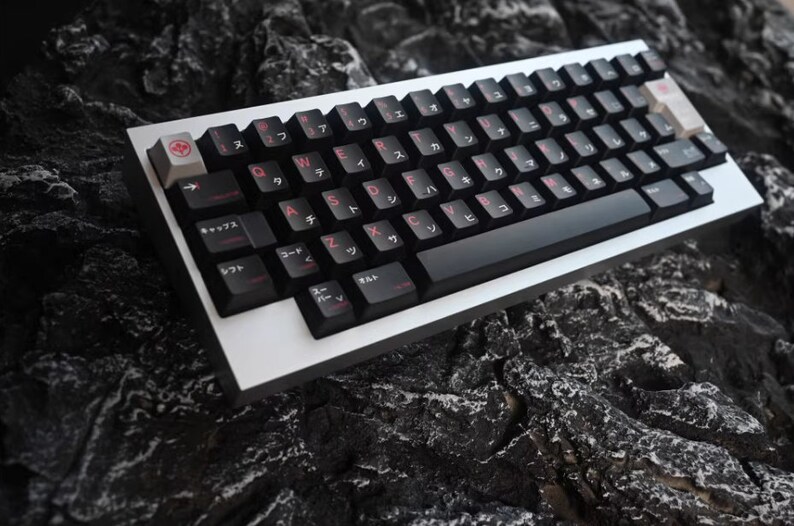 Cool Cyberpunk Arasaka Japanese Keycaps Set for Mechanical Keyboard, Cherry Profile, ISO Keycaps, PBT keycaps, 143 keys, Keyboard Decor image 6