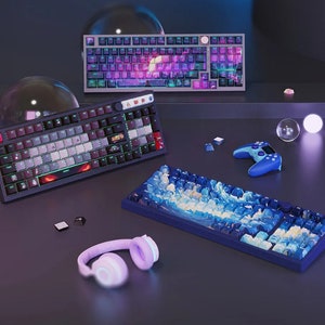 Backlit space Interstellar Keycap Set, Set 135pcs, Cherry Profile for Mechanical Keyboard, Cyberpunk Keycap Set, Neon Keycap Set, Gifts image 4